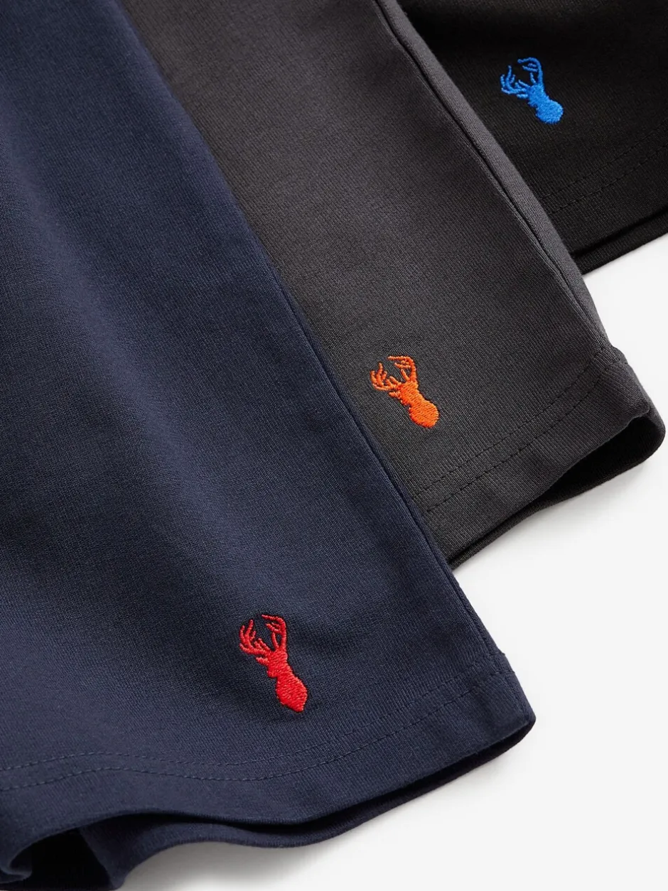 Shorts|Next - Loopback Soft Touch Shorts 3 Pack Marineblauw/grijs/zwart
