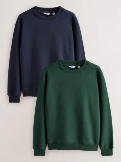 Sweaters En Hoody´S|Sweaters En Hoody´S|Next - Cotton Rich Jersey Crew Sweatshirts 2 Pack Marineblauw/groen