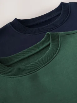 Sweaters En Hoody´S|Sweaters En Hoody´S|Next - Cotton Rich Jersey Crew Sweatshirts 2 Pack Marineblauw/groen