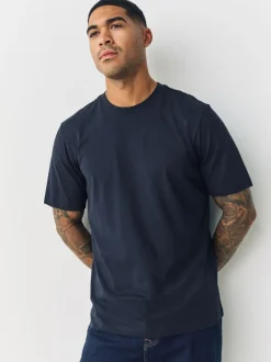 T-Shirts En Hemden|Next Marineblauw/Groen/Bordeaux Rood/Geel/Leigrijs/Blauw - Normale Pasvorm - Essential katoenen T-shirts verpakking van 6