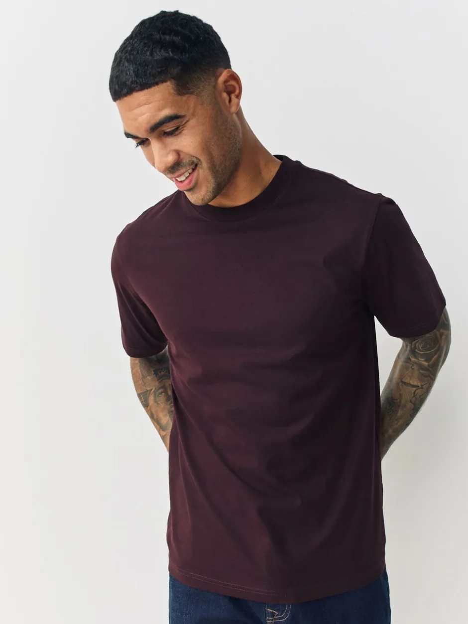 T-Shirts En Hemden|Next Marineblauw/Groen/Bordeaux Rood/Geel/Leigrijs/Blauw - Normale Pasvorm - Essential katoenen T-shirts verpakking van 6