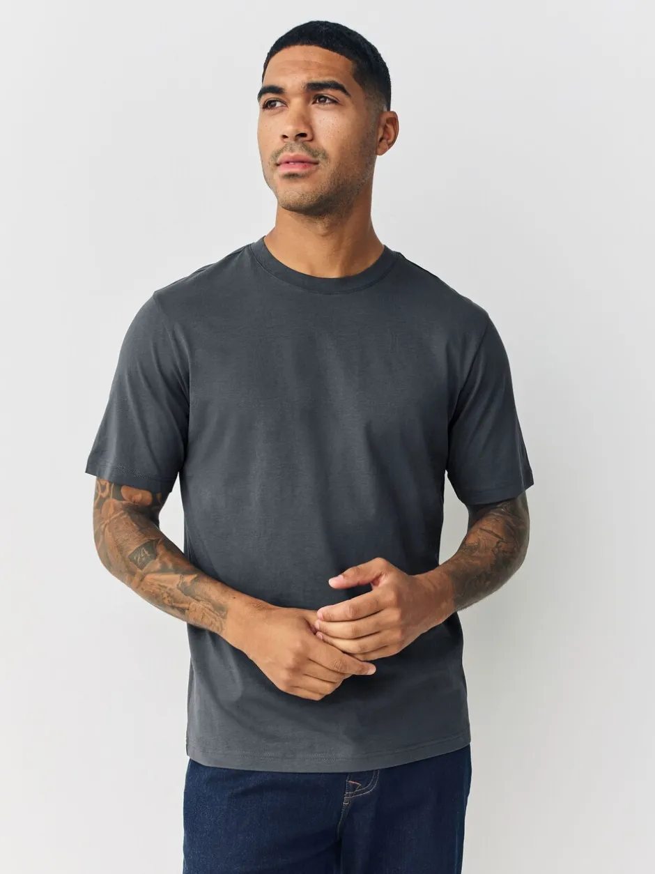 T-Shirts En Hemden|Next Marineblauw/Groen/Bordeaux Rood/Geel/Leigrijs/Blauw - Normale Pasvorm - Essential katoenen T-shirts verpakking van 6