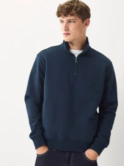 Sweaters En Hoody´S|Sweaters En Hoody´S|Next Marineblauw/kakigroen - 2 Pack Zware Jersey Sweatshirts met Hoog Katoengehalte en Kwartrits bij de Hals