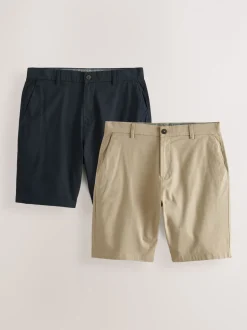 Shorts*Next - Straight fit - Set van 2 chinoshorts met stretch Marineblauw/kiezelkleurig