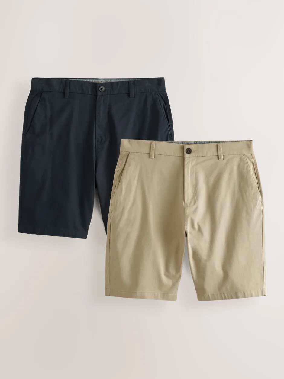 Shorts*Next - Straight fit - Set van 2 chinoshorts met stretch Marineblauw/kiezelkleurig