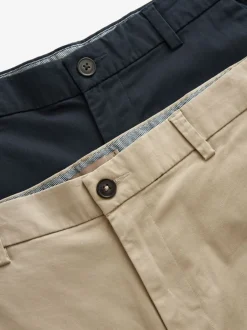 Shorts*Next - Straight fit - Set van 2 chinoshorts met stretch Marineblauw/kiezelkleurig