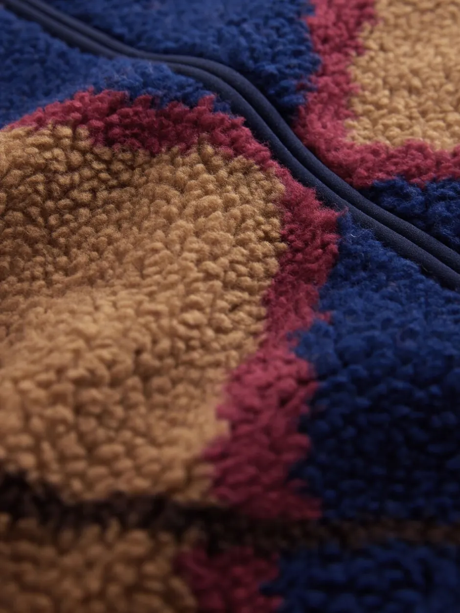 Loungewear|Jassen En Jacks|Next - Volledig doorlopende rits - Fleece trui met print Marineblauw/Lichtbruin/Bruin Argyle