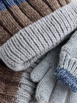 Mutsen, Handschoenen En Sjaals|Next Marineblauw/naturel - Muts, Handschoenen & colsjaal 3 -delige Set (3-16jr)