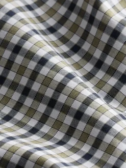 Shirts|Next Marineblauw/neutrale gingham-ruit - Strijvrij Oxford overhemd met korte mouwen en knopen