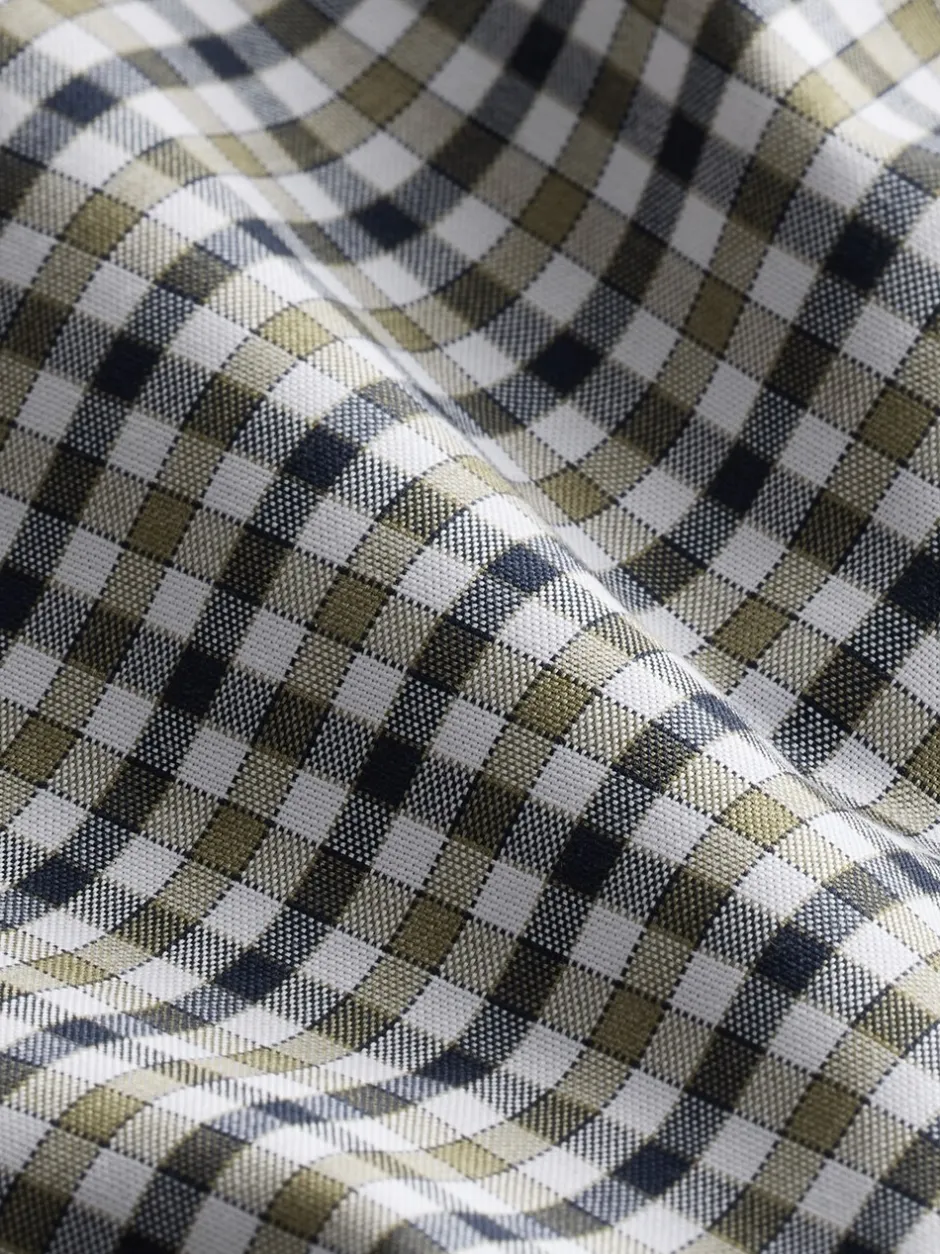 Shirts|Next Marineblauw/neutrale gingham-ruit - Strijvrij Oxford overhemd met korte mouwen en knopen