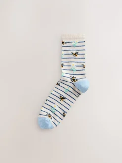 Sokken En Panty's*Next - Set van 4 paar enkelsokken Marineblauw/okergeel met bij