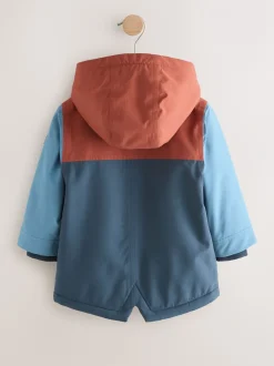 Schoolkleding|Jassen, Jacks En Kinderwagenpakjes*Next Marineblauw/rood met kleurvlakken - Waterdichte parka met borgvoering (3mnd -7jr)