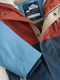 Schoolkleding|Jassen, Jacks En Kinderwagenpakjes*Next Marineblauw/rood met kleurvlakken - Waterdichte parka met borgvoering (3mnd -7jr)