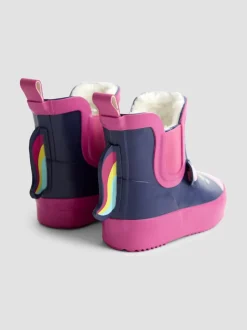 Laarzen|Jojo Maman Bébé Marineblauw/roze eenhoorn - Print Cosy Short Wellies