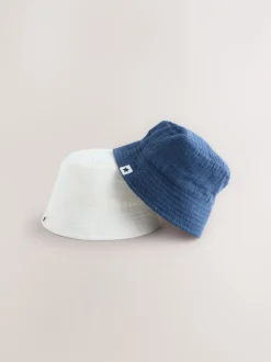 Mutsjes En Antikrabwantjes|Mutsen, Handschoenen En Sjaals*Next Marineblauw/wit - 2 Pack Baby Bucket Hat (0mths-2yrs)