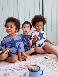 Pyjama's|Nachtkleding En Pyjama's|Next Marineblauw/wit met sterren - Verpakking van 3 korte pyjama's (9mnd -12jr)