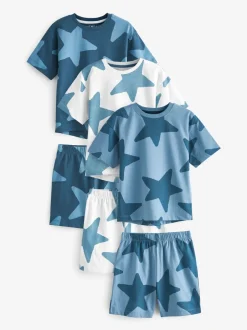 Pyjama's|Nachtkleding En Pyjama's|Next Marineblauw/wit met sterren - Verpakking van 3 korte pyjama's (9mnd -12jr)