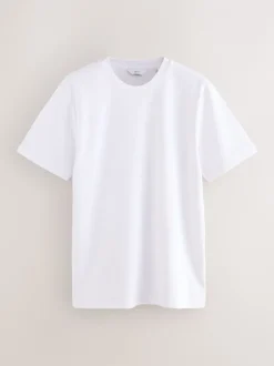 T-Shirts En Hemden|Next - Smart Soft Touch Heavyweight T-Shirts 3 Pack Marineblauw/wit/kiezelkleur