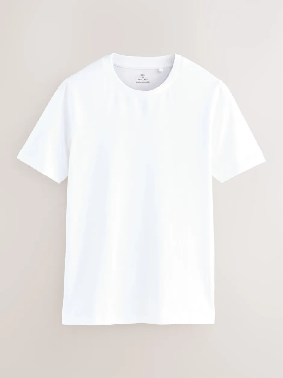 T-Shirts En Hemden|Next - Muscle fit essentiële T-shirts 3 set Marineblauw/wit/zwart