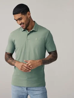 Poloshirts|T-Shirts En Hemden|Next Marineblauw/zwart/grijs/wit/saliegroen - Slim Fit - Set van 5 jersey poloshirts met korte mouwen