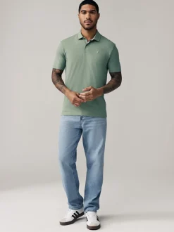 Poloshirts|T-Shirts En Hemden|Next Marineblauw/zwart/grijs/wit/saliegroen - Slim Fit - Set van 5 jersey poloshirts met korte mouwen