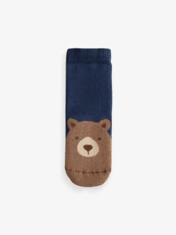 Sokken*Next Marine/ecru beer - Set van 5 Cosy Terry sokken met hoog katoengehalte