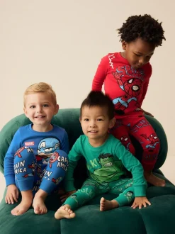 Pyjama's|Nachtkleding En Pyjama's*Next Marvel Rood/groen/blauw - Verpakking van 3 knusse pyjama's (9 mnd-8 jr)