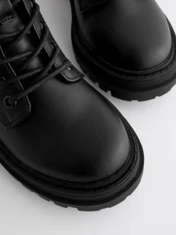 Boots|Next Matzwart - Warmgevoerde enkellaarzen met veters
