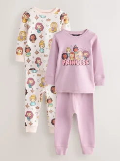 Nachtkleding En Pyjama's|Pyjama's*Next Mauve/Crème - Disney Princess Snuggle Pyjamas 2 Pack (9mths-10yrs)