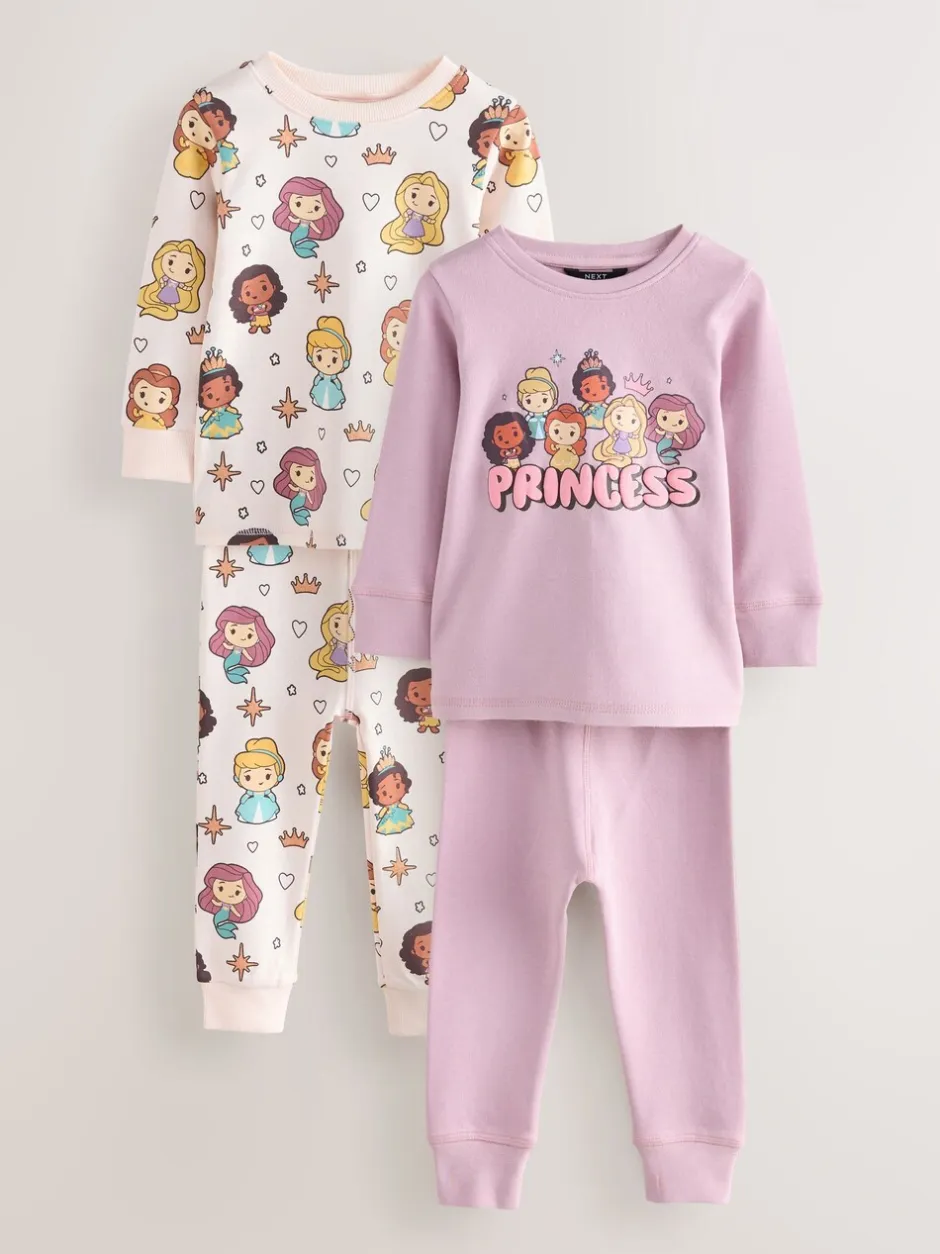 Nachtkleding En Pyjama's|Pyjama's*Next Mauve/Crème - Disney Princess Snuggle Pyjamas 2 Pack (9mths-10yrs)