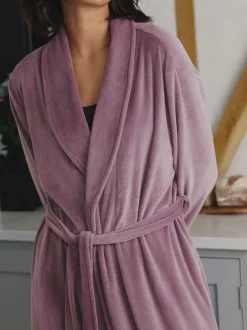 Badjassen|Next - Studio Cosy Ribbed Dressing Gown Mauve-paars