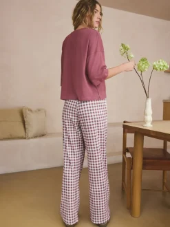 Pyjama's|Alle Nacht- En Loungekleding*Next Mauve-paars geruit - Katoenen pyjama met korte mouw