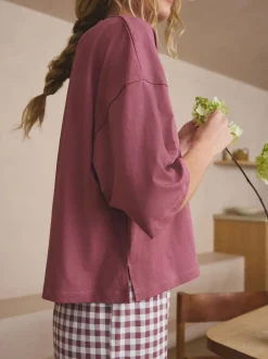 Pyjama's|Alle Nacht- En Loungekleding*Next Mauve-paars geruit - Katoenen pyjama met korte mouw