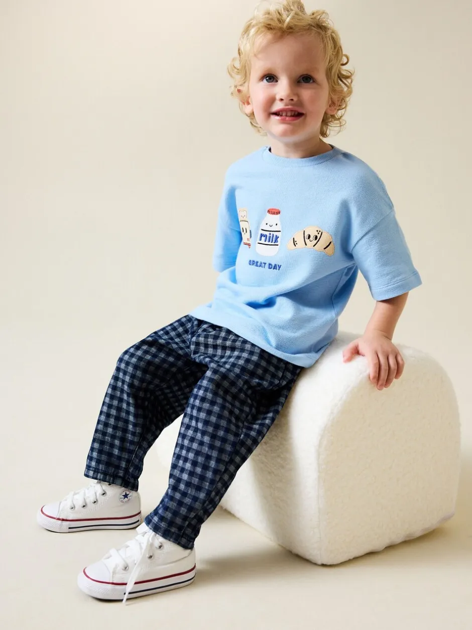 Jeans|Next - Barrel jeans (3mnd -7jr) Mediumblauw geruit