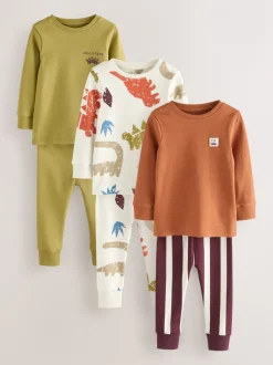 Pyjama's|Nachtkleding En Pyjama's*Next Meerdere felle kleuren met dino - Verpakking van 3 knusse pyjama's (9 mnd-10 jr)