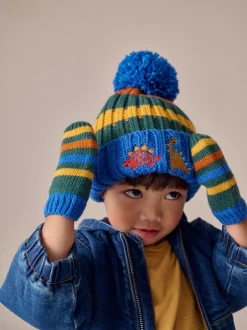 Mutsen, Handschoenen En Sjaals|Next Meerdere kleuren - 2 -delige Set met geborduurde Pompon Muts en Wanten (3mnd -10jr)