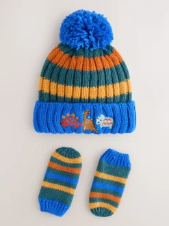 Mutsen, Handschoenen En Sjaals|Next Meerdere kleuren - 2 -delige Set met geborduurde Pompon Muts en Wanten (3mnd -10jr)