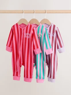 Multipacks|Babypakjes En Babypyjama's|Next Meerdere strepen - Verpakking van 3 babyslaappakjes met tweewegrits (0 mnd - 3 jr)