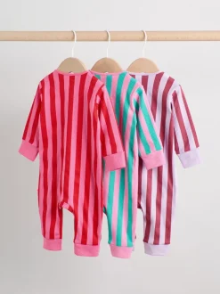 Multipacks|Babypakjes En Babypyjama's|Next Meerdere strepen - Verpakking van 3 babyslaappakjes met tweewegrits (0 mnd - 3 jr)