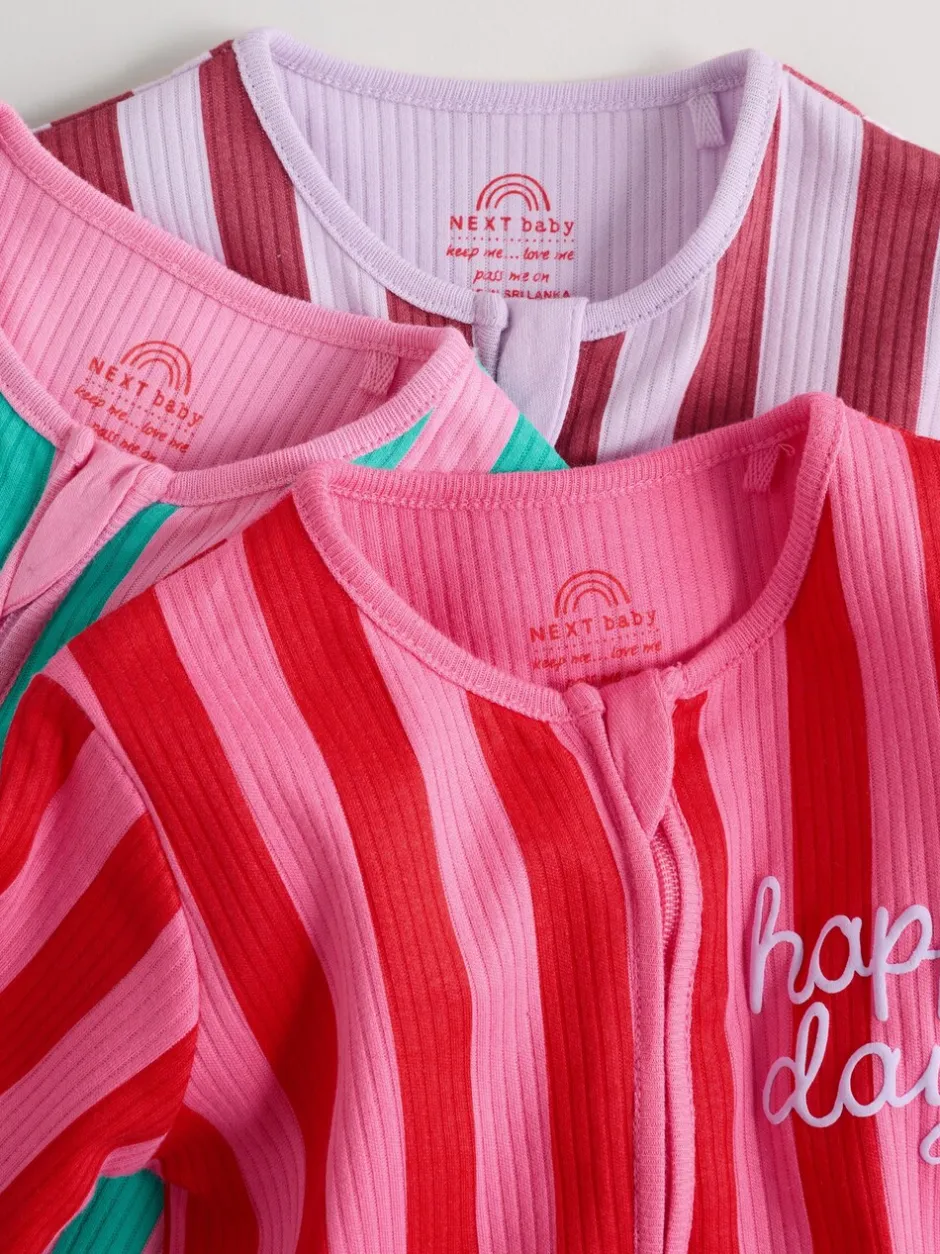 Multipacks|Babypakjes En Babypyjama's|Next Meerdere strepen - Verpakking van 3 babyslaappakjes met tweewegrits (0 mnd - 3 jr)