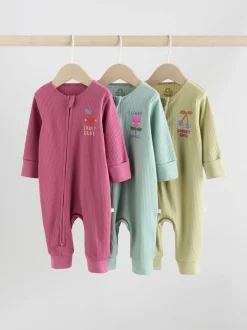 Multipacks|Babypakjes En Babypyjama's*Next Meerkleurig met bloemenprint - Verpakking van 3 babyslaappakjes met tweewegrits (0 mnd - 3 jr)