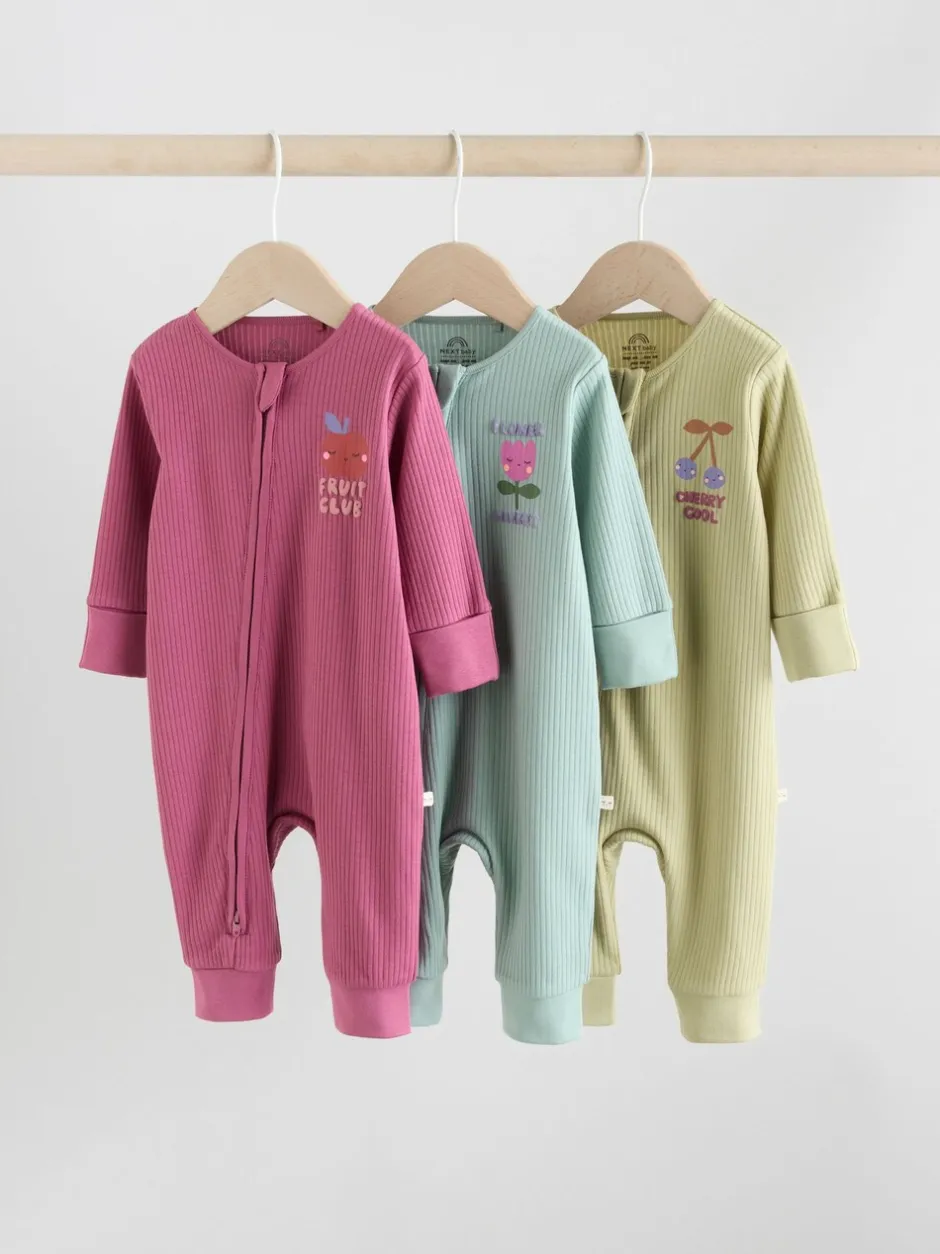 Multipacks|Babypakjes En Babypyjama's*Next Meerkleurig met bloemenprint - Verpakking van 3 babyslaappakjes met tweewegrits (0 mnd - 3 jr)