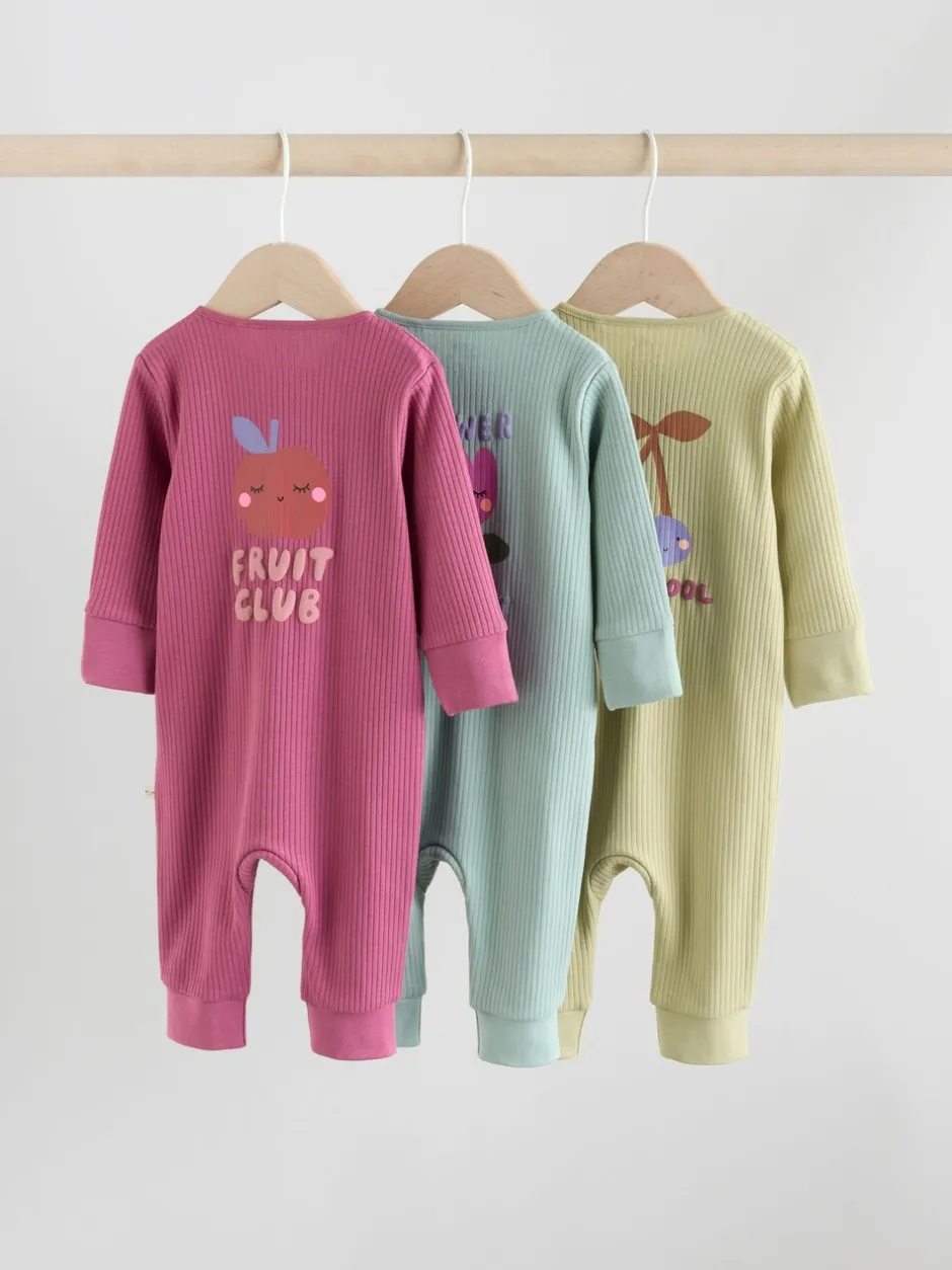 Multipacks|Babypakjes En Babypyjama's*Next Meerkleurig met bloemenprint - Verpakking van 3 babyslaappakjes met tweewegrits (0 mnd - 3 jr)