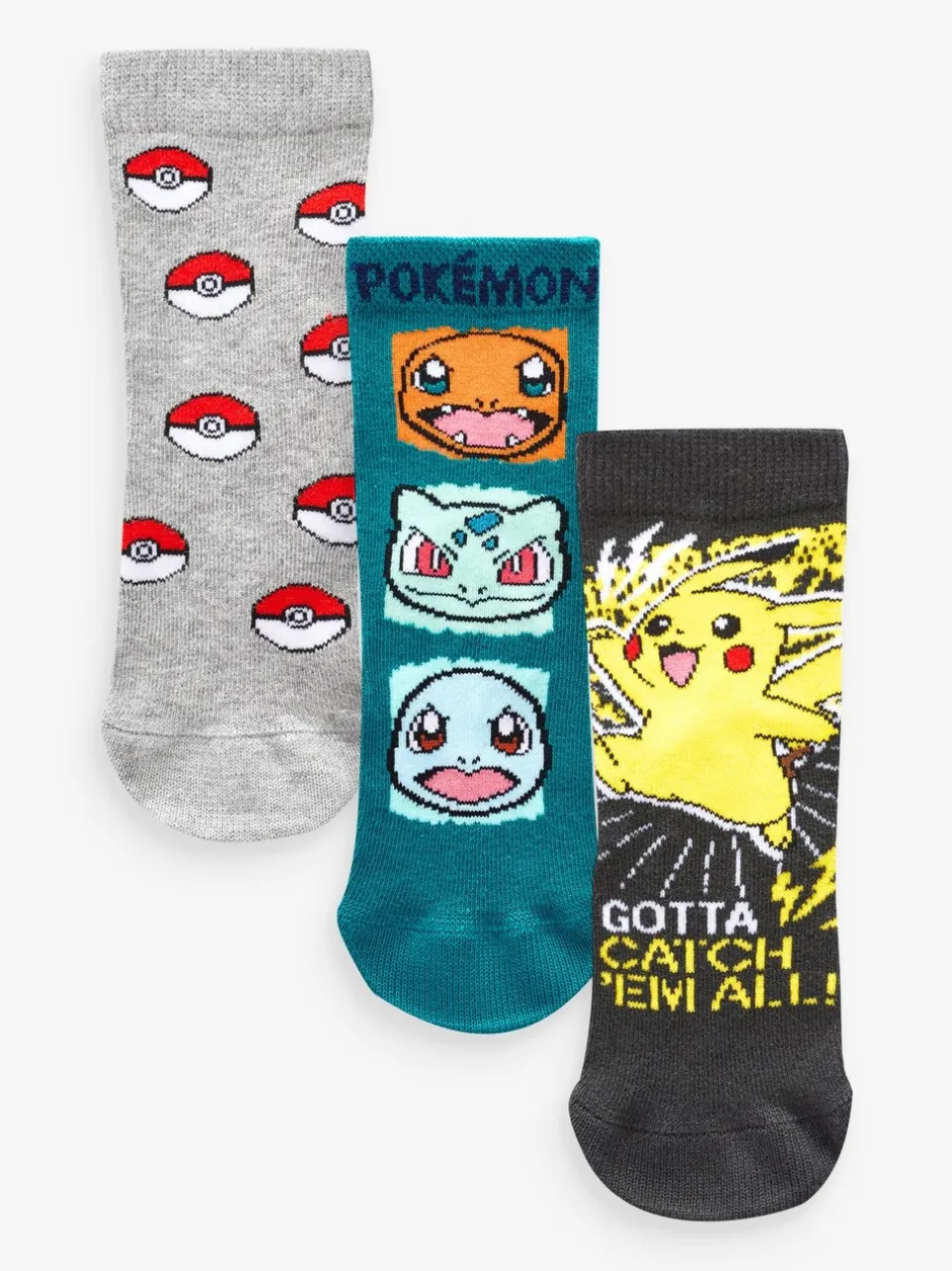 Sokken*Next Meerkleurig Pokémon - Gaming sokken met hoog aandeel katoen 3 paar