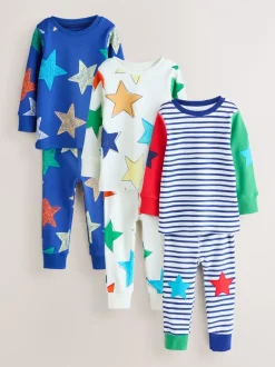 Pyjama's|Nachtkleding En Pyjama's|Next - Verpakking van 3 knusse pyjama's (9 mnd-10 jr) Meerkleurig sterren 