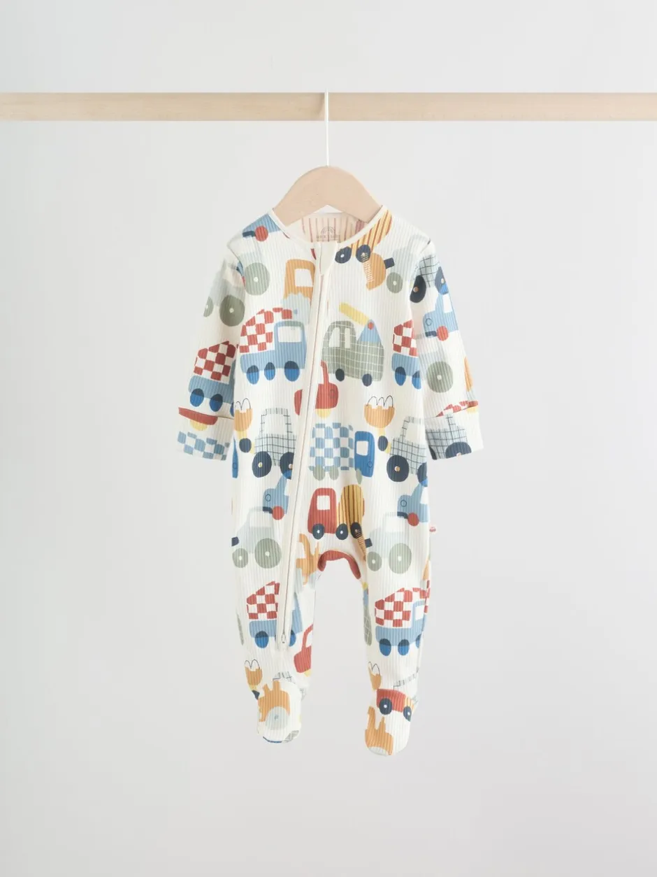 Multipacks|Babypakjes En Babypyjama's*Next Meerkleurig voertuigen - Verpakking van 3 babyslaappakjes met tweewegrits (0 mnd - 2 jr)