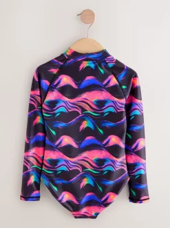 Badkleding|Next Meerkleurig zwart - Long Sleeve Sunsafe Swimsuit (3mths-16yrs)