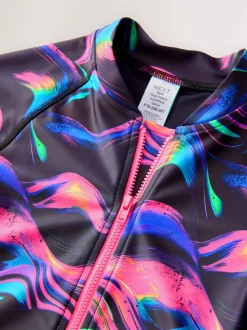 Badkleding|Next Meerkleurig zwart - Long Sleeve Sunsafe Swimsuit (3mths-16yrs)