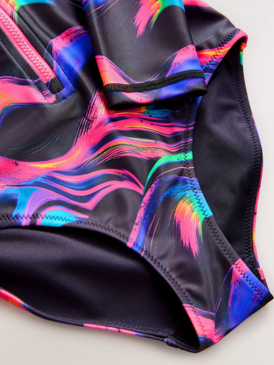 Badkleding|Next Meerkleurig zwart - Long Sleeve Sunsafe Swimsuit (3mths-16yrs)