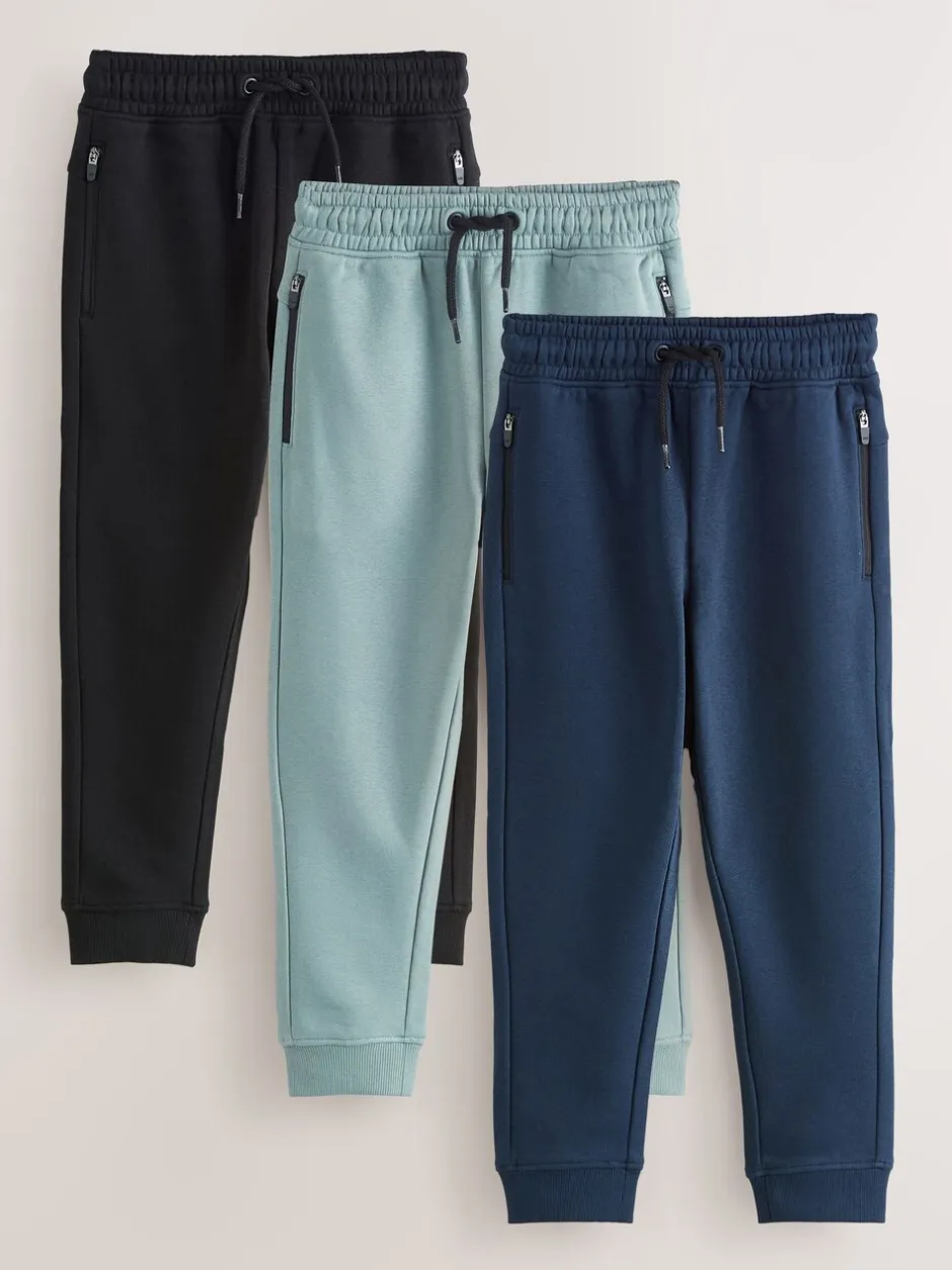 Joggingbroeken*Next - Verpakking van 3 slim fit joggingbroeken met (3-16jaar) Meerkleurig Zwart/Marine/Mineraal